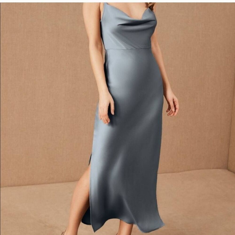 Sachin and Babi Anthropologie BLHDN Dusty Blue Cowl Neck Bridesmaid Dress Sz 0